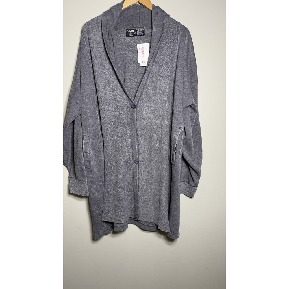 NWT DARI Women S Grey Longline Cardigan Button Front Knit Coatigan Minimalist